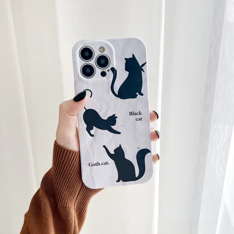 

Cartoon Cute Cat Creative Pleated Pattern Phone Case For IPhone 14Pro Max 13Plus 12 11 X XR/XS INS Style Shockproof Cover