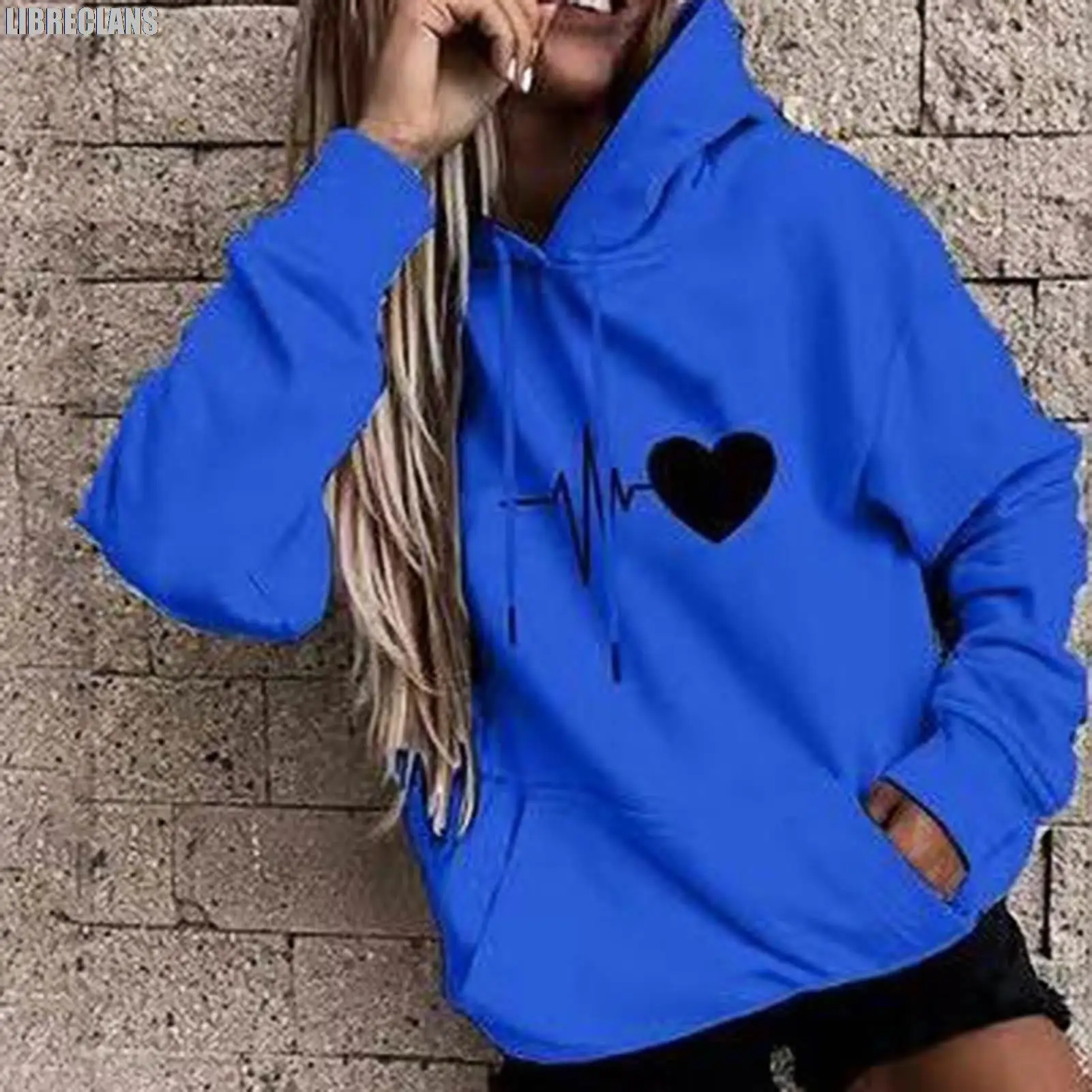 

LIBRECLANS 2023 New Women's Y2k Autumn and Winter New Tri Color Block Letter Printing Round Neck Long Sleeve Women's Pullover
