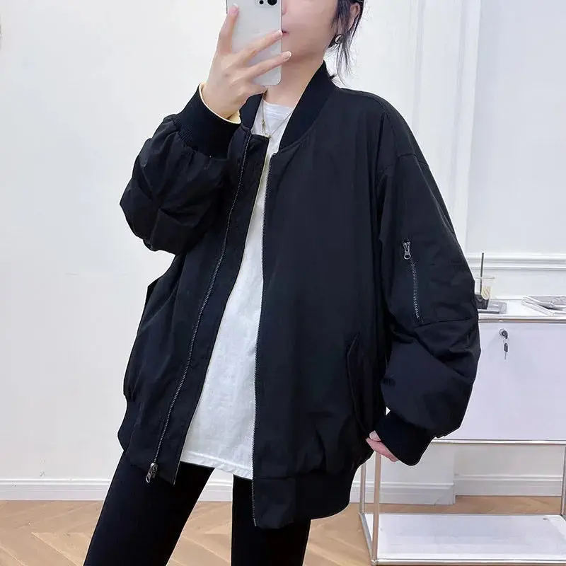 

Куртка Женская Базовая на молнии с длинным рукавом, армейского зеленого цвета