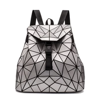2022 new student stitching fashion backpack geometric backpack ladies rhombus bag backpack folding bag all match school bag