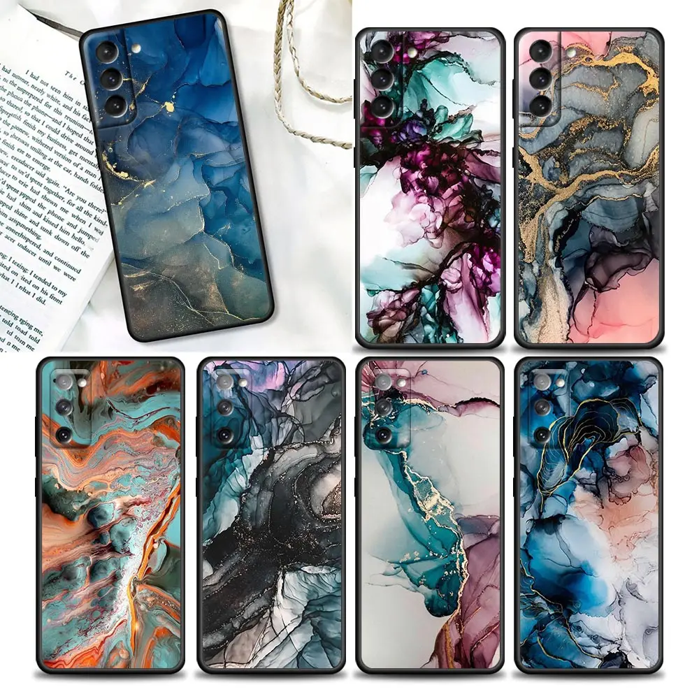 

Phone Case for Samsung Galaxy S22 S23 S9 S10e S21 S20 Fe Plus Ultra 5G Soft Silicone Case Coque Fundas Cover Marbled Overlay