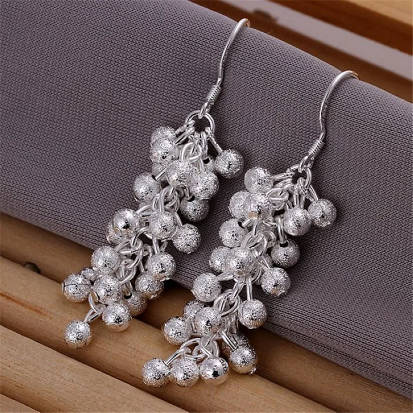 

CHARMS women lady silver color earrings Beautiful Christmas gift Vintage grape earrings Fashion trends jewelry
