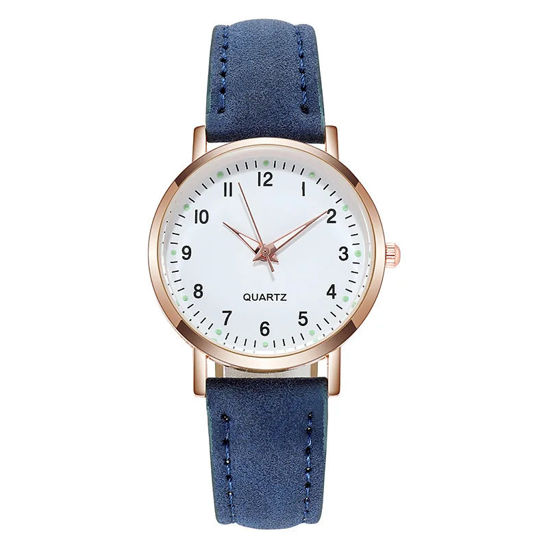 Leisure And Fashionable Luminous Women's High-end And Simple Digital Retro Frosted Leather Small Fresh Casual Quartz Watch