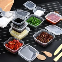 100pcs high quality square disposable sauce cup ice cream pudding packaging boxes transparent takeaway seasoning cup with lid