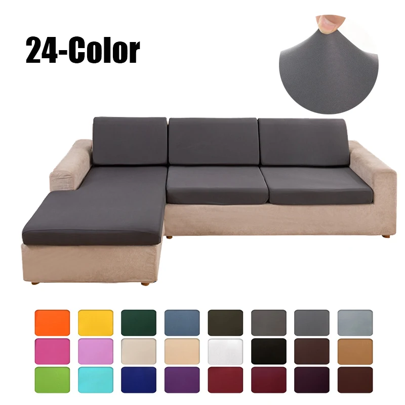 

24 Solid Color Sofa Seat Cushion Cover Sheath Elastic Corner Couch Seat Cushion Chair Cover Funiture Protector Cover 1234/seater