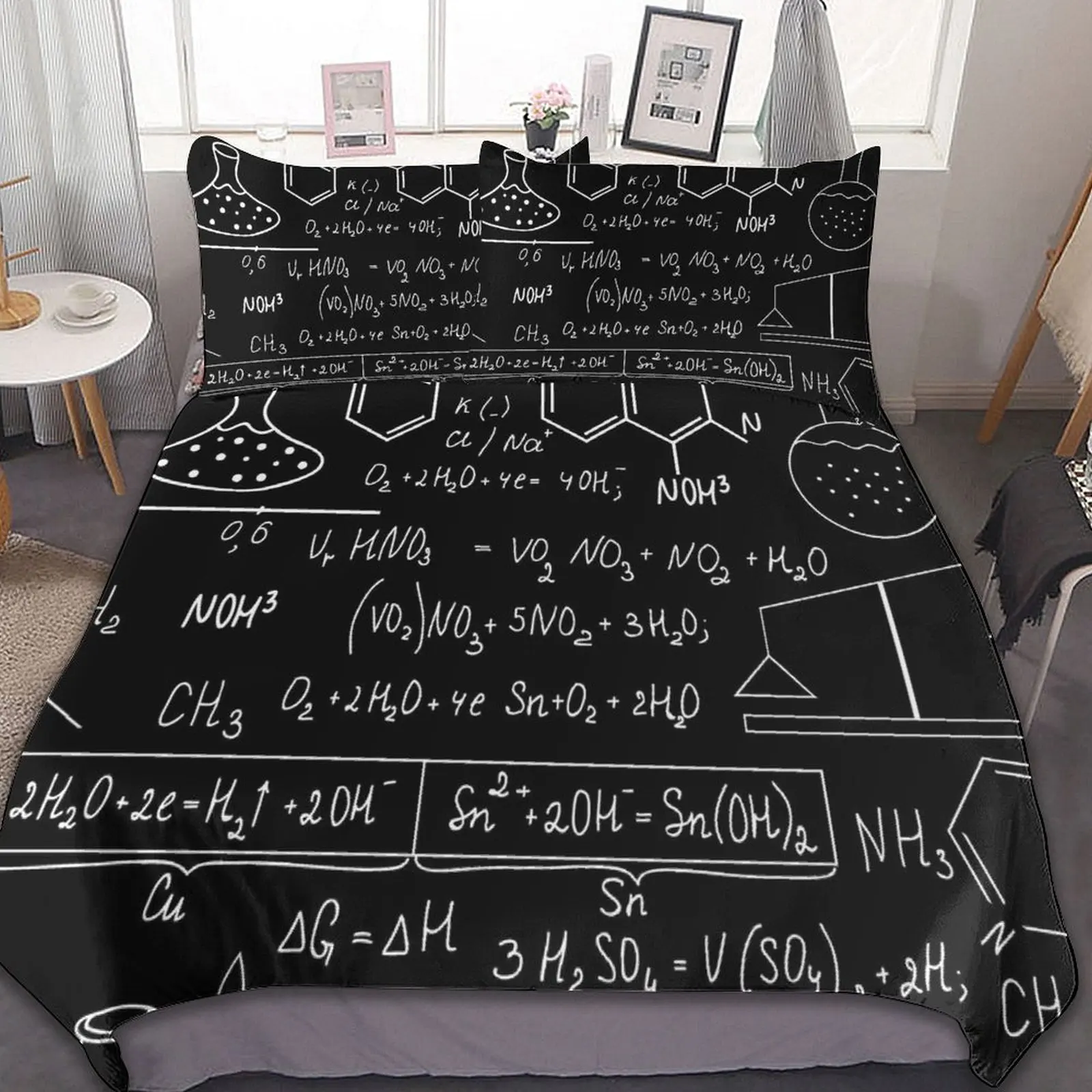 

3-Piece Bedding Set (1 Duvet Cover + 2 Pillow Shams) Technology Physics And Chemistry Style 86"x70",79"x90",90"x90"