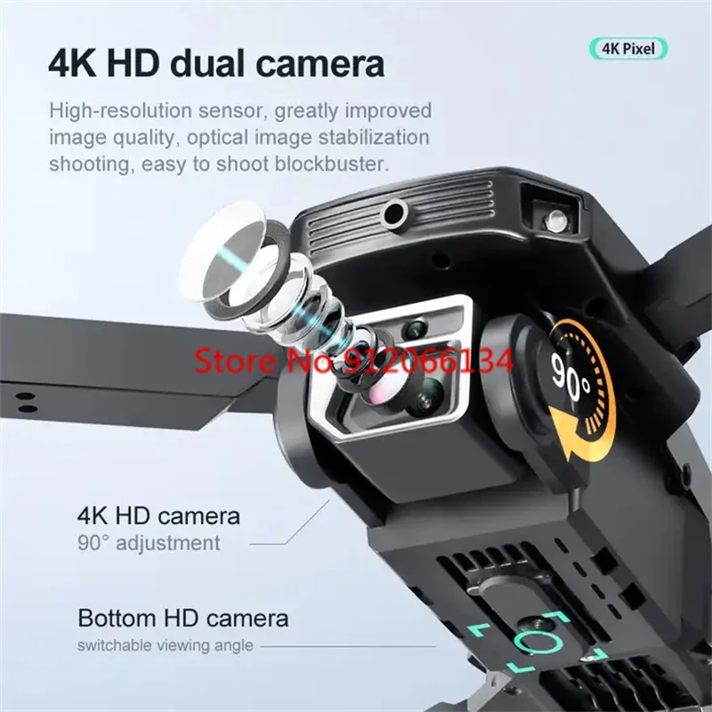 Фото Складной дрон 4K с дистанционным управлением по Wi-Fi, FPV, 2.4G, 360° °   Дрон с функцией обхода препятствий, датчиком гравитации и фиксацией высоты, управляемый дистанционным управлением №2