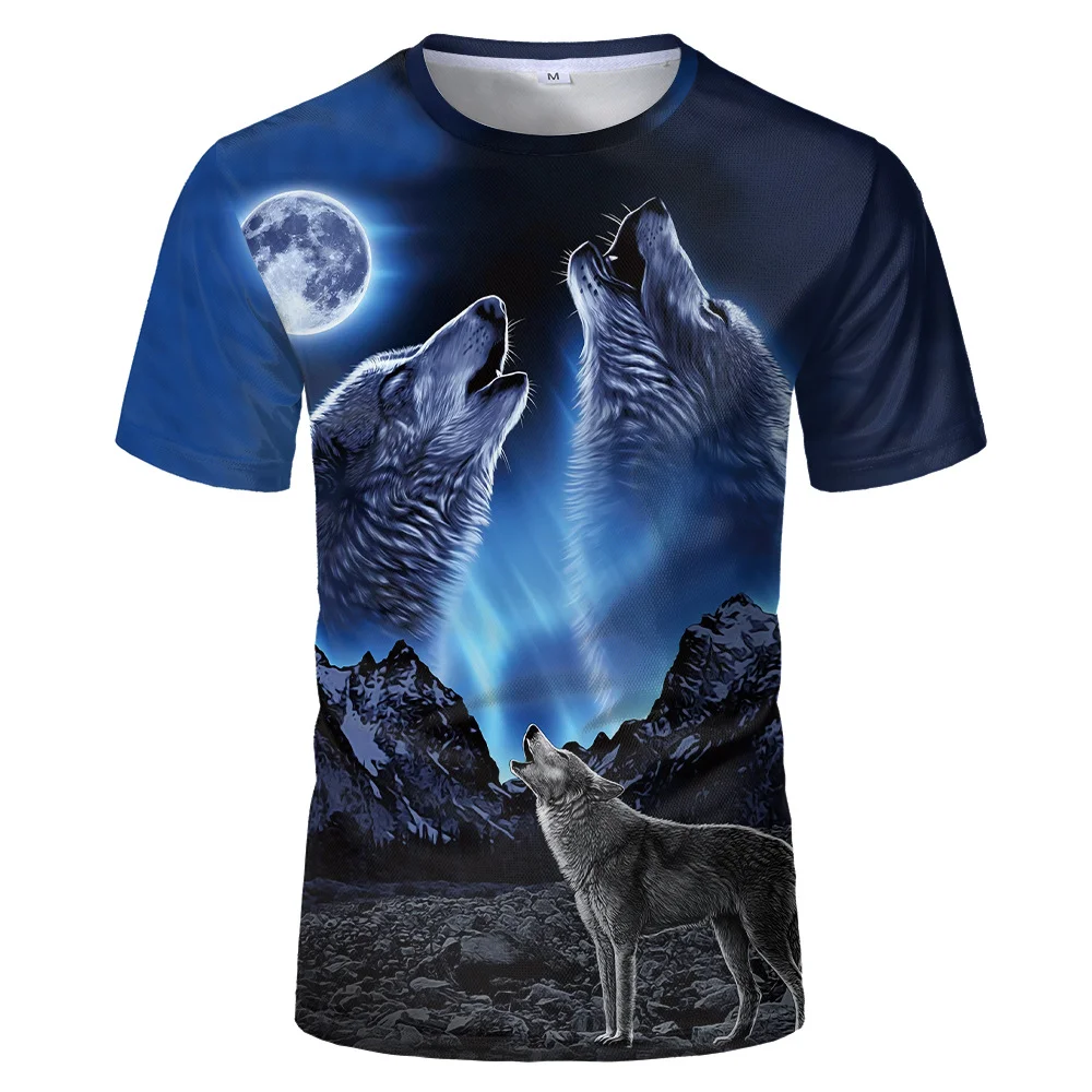 

2022 Men t -shirt new Wolf print T shirts 3D Men T-shirts Novelty Animal Tops Tees Male Short Sleeve Summer O-Neck Tshirts