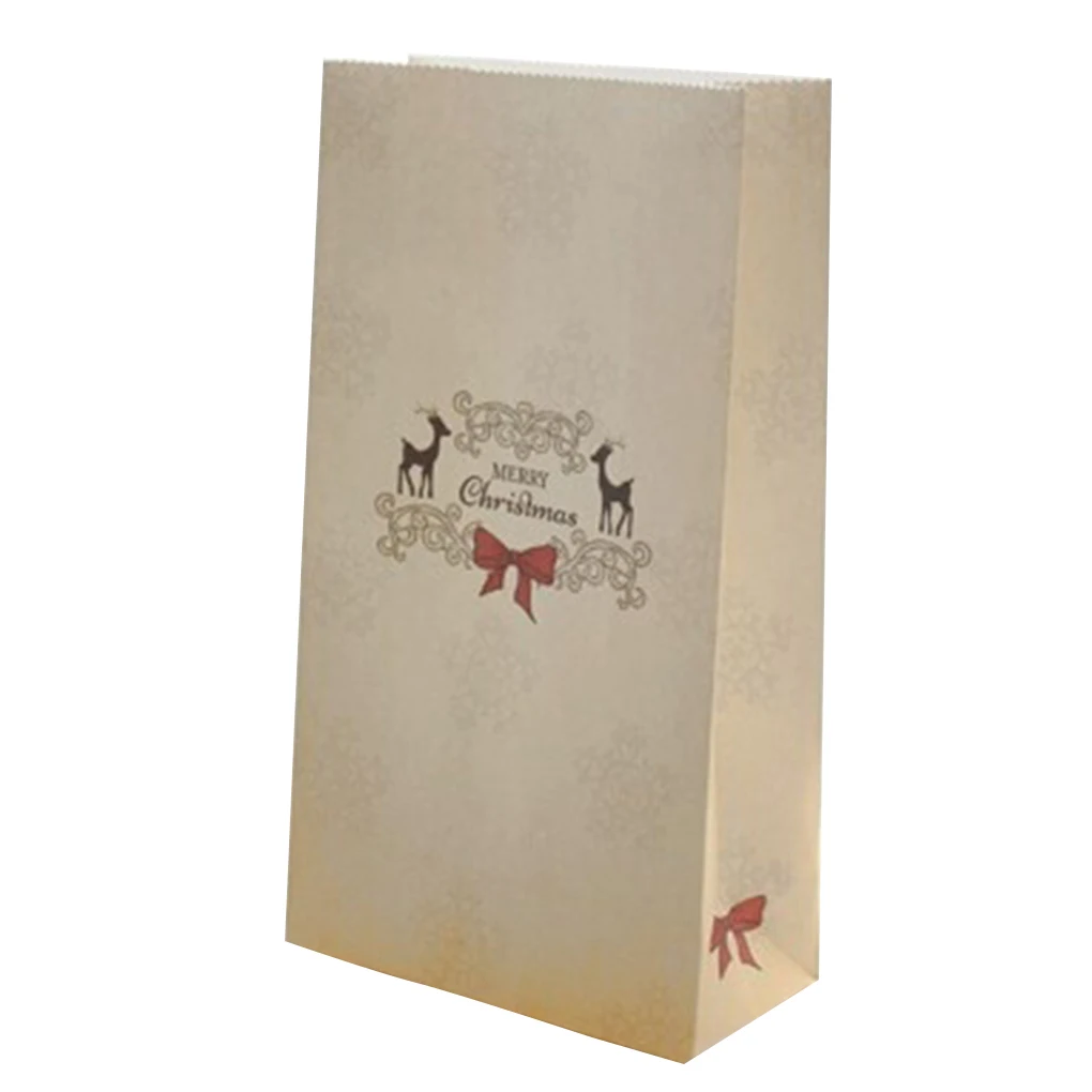 

4pcs/Set Kraft Paper Bag Christmas Bags Treat Kids Or Guests Gift Bag Candy Packing Novel Decoration Merry Xmas Gift Packaging