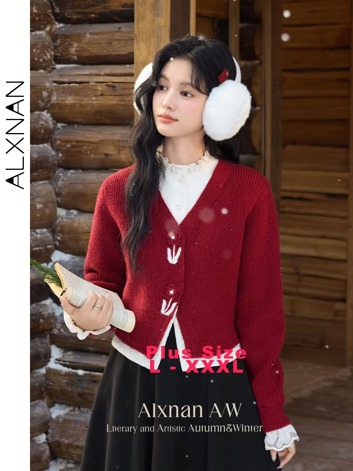 ALXNAN Женские свитера больших размеров 2 в 1 с круглым вырезом и оборками на