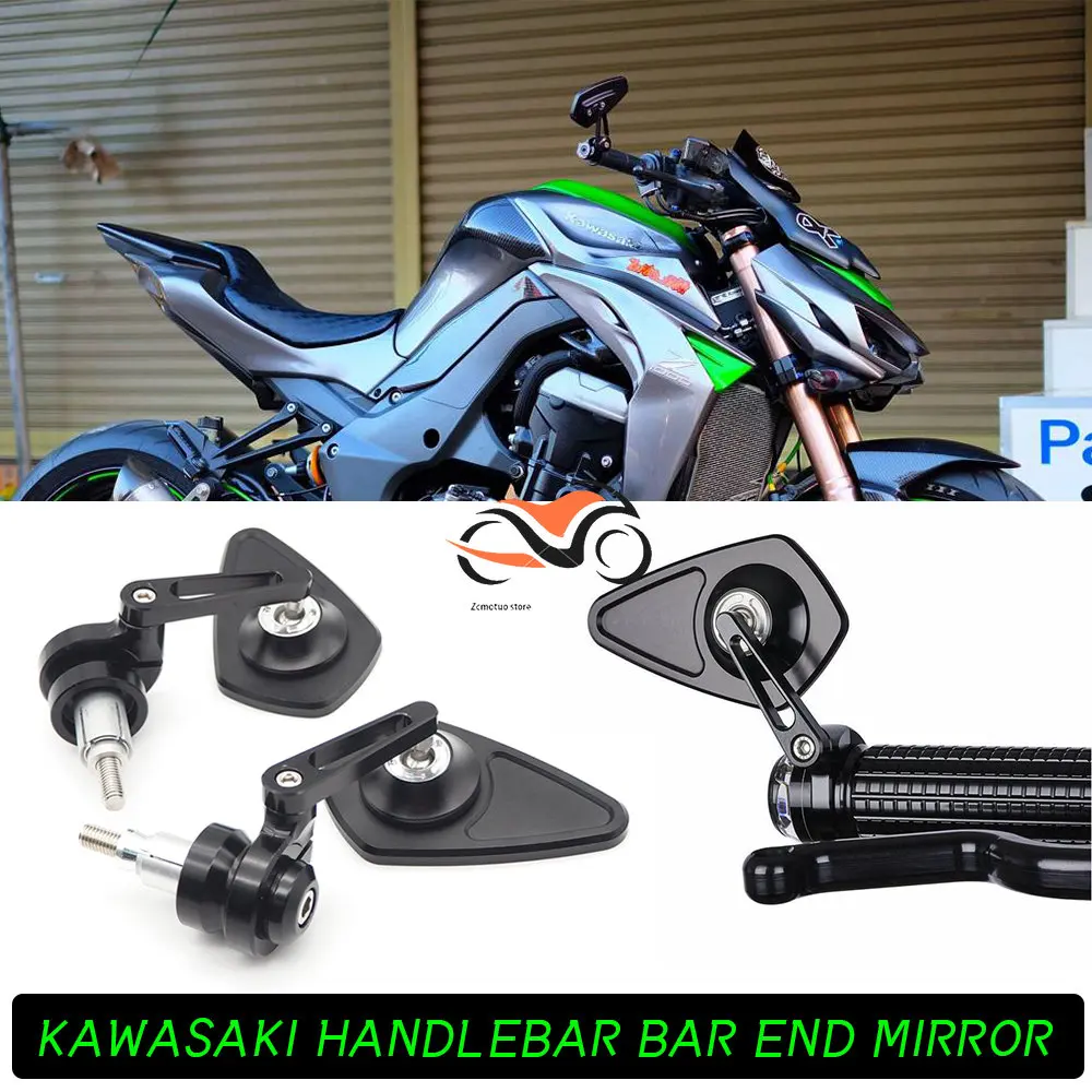 

Motorcycle Black CNC Aluminium Handlebar Bar end Mirror M8 8MM Bolt-on For KAWASAKI Z800 Z900 Z900RS ZH2 Z1000 Z400 Z1000R