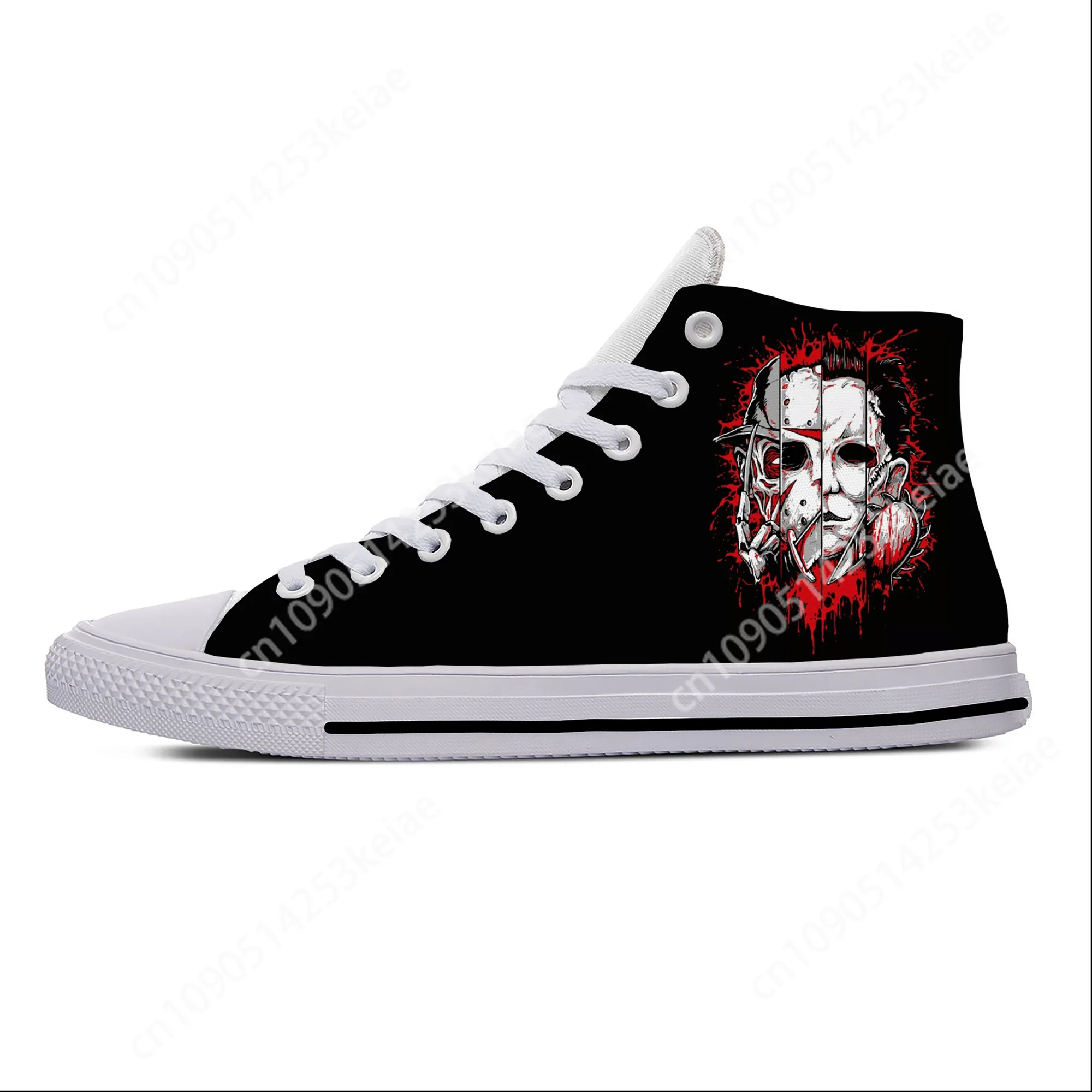 Hot Michael Myers Horror Pinhead Chucky Jaws Scream Casual Shoes High Top Lightweight Board Breathable Men Women Sneakers