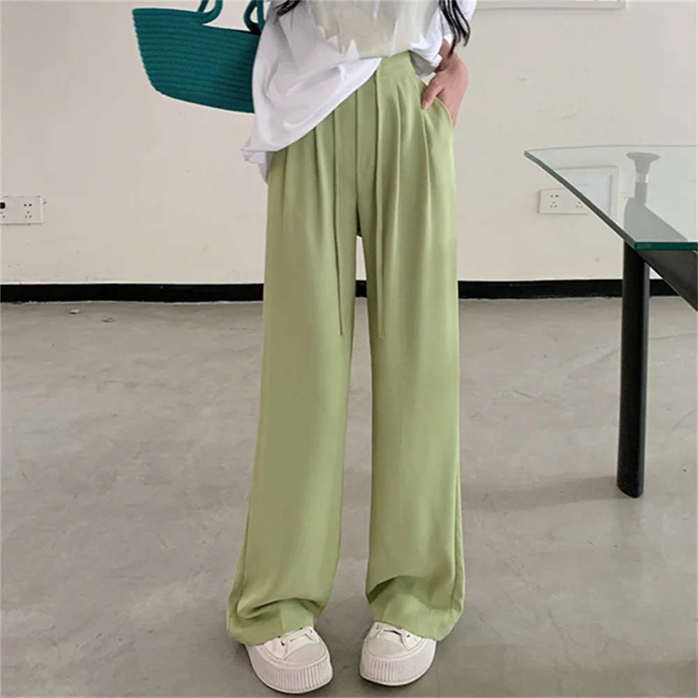 

PLAMTEE 2022 Summer Pants Work Wear Hot Women Drawstring Fashion Loose S-XL Casual Chic Office Lady New Solid Slim Trousers