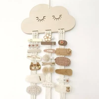 ins nordic wooden cloud baby hair clips holder princess girls hairpin hairband storage pendant jewelry organizer wall ornaments