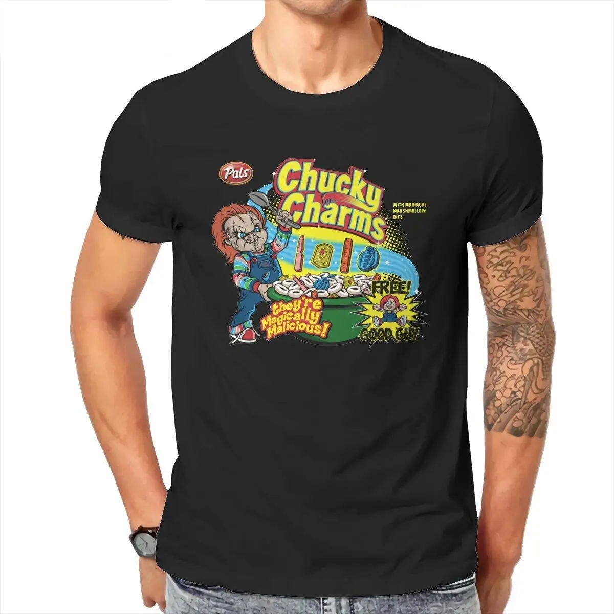 Funny Chucky Charms V2  T-Shirt for Men 100% Cotton T Shirts Horror Halloween Short Sleeve Tee Shirt Birthday Gift Clothes