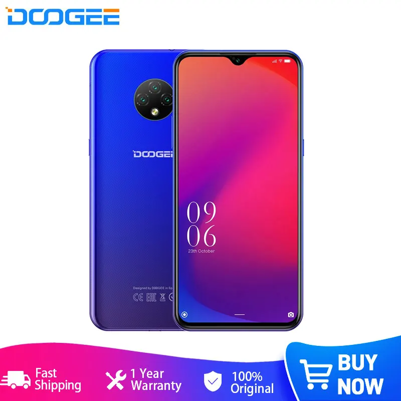 

DOOGEE X95 Pro Smartphone 6.52" Water-drop Screen 4GB+32GB MTK6761V/WA Quad Core 1.8GHz Android 10 Face ID Tripe Rear Camera