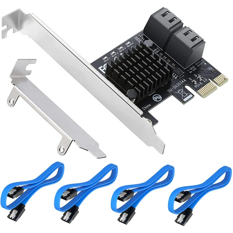 

4 Port PCI Express To SATA 3.0 Ports Expansion Controller Support SSD And HDD With Low Profile Bracket And 4 SATA Cable