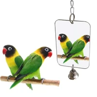 2022jmt pet parrot toy drop resistant pet parrot bird hanging mirror silver acrylic pet toy bird nest accessory