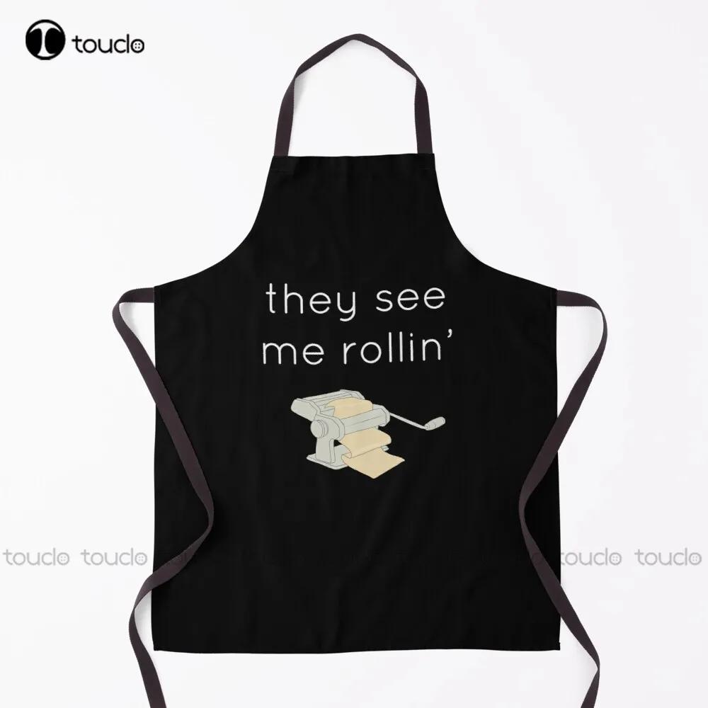 

Фартук для макаронных изделий «They See Me Rollin»-фартук с белым текстом для мужчин, фартук для сада, кухни, индивидуальный фартук унисекс для взрослых