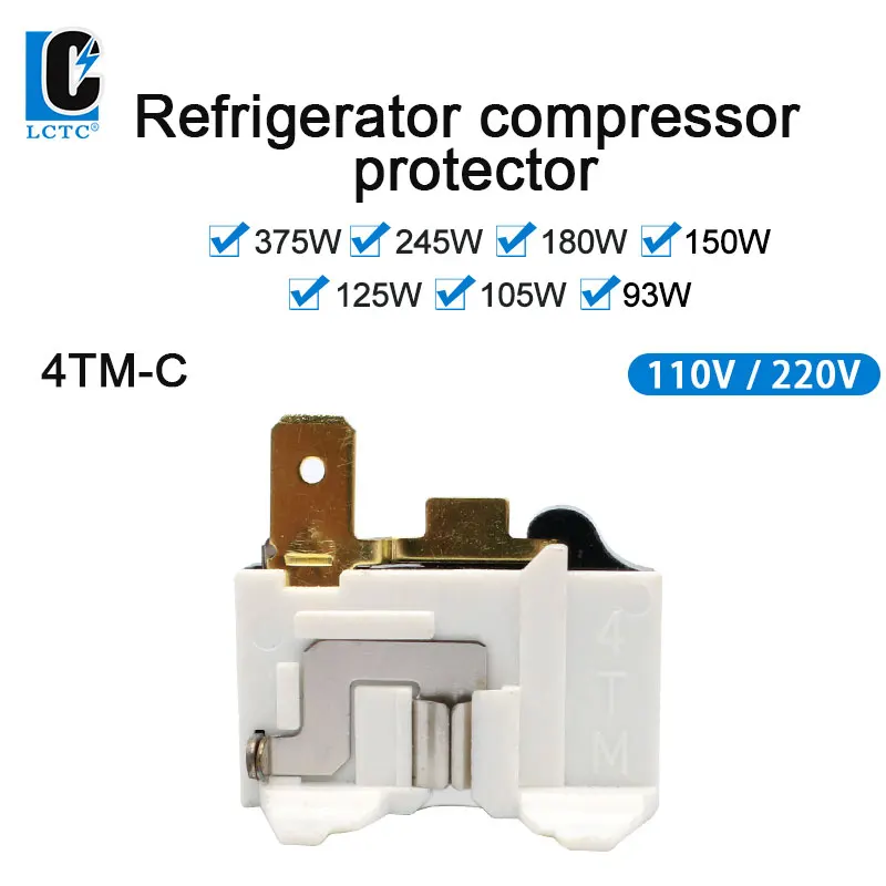 Фото Реле защиты от перенапряжения LCTC 110V/220V для холодильников, кондиционеров и другой техники, защита от перегрузки, запчасти для холодильников, 4TM-C №1