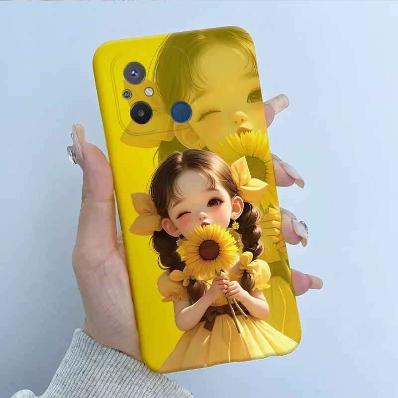 For Xiaomi Redmi 12C Case Beautiful flower Cartoon Labubu Painted Phone 12 C C12 Redmi11A Silicone Back Cover