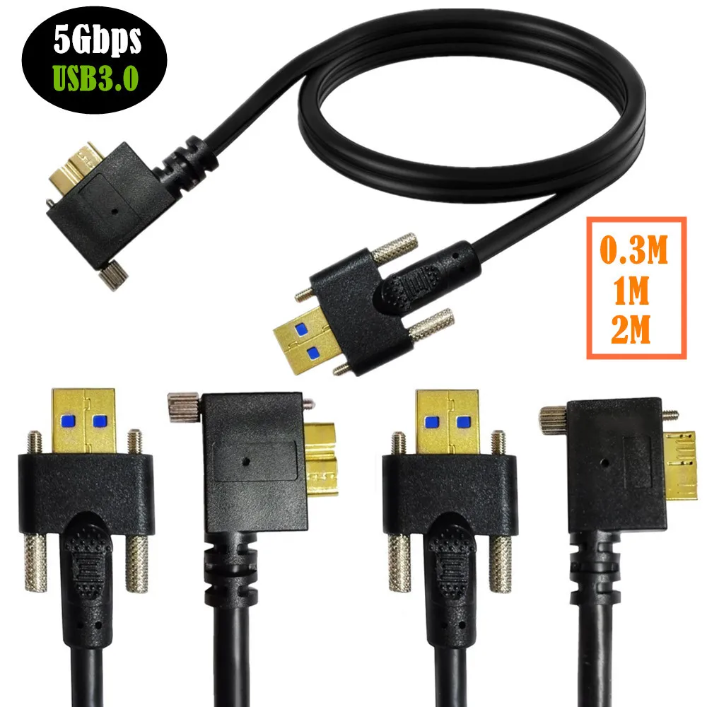 

USB 3.0 A Male to Micro B Male, both with Dual M3 Screw Locking Cable Support Data Sync and Charging Cord 0.3m/1m/2m；