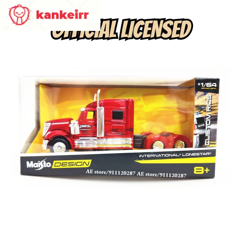 

Kankerr 1/64 Mini Truck Car Model Miniature, INTERNATIONAL LONESTAR RED Scale Trailer Vehicle Diecast Replica Collection Toy