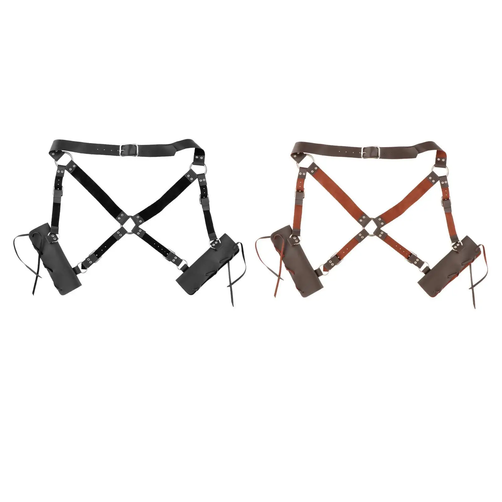 

Medieval Sword Holster PU Leather Waist Sheath, Lightweight for Fancy Dress, Drama Props Universal Double Holder Men Women