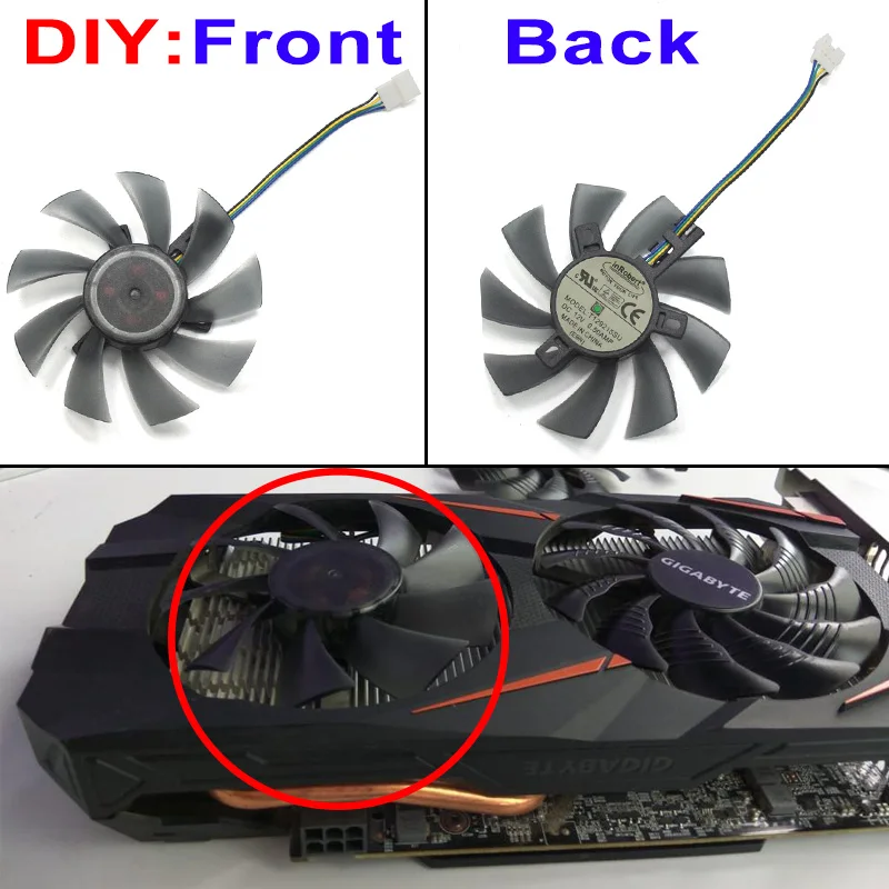 Кулер для видеокарты Gigabyte GeForce GTX 1050Ti GTX1060 RX 480 470 570 580 1060 G1 |