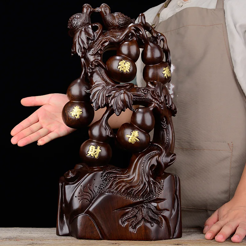 

Ebony Wood Carving Decoration Five Blessings Solid Wood Carving Root Carving Home Living Room Office Rosewood Craft Gift