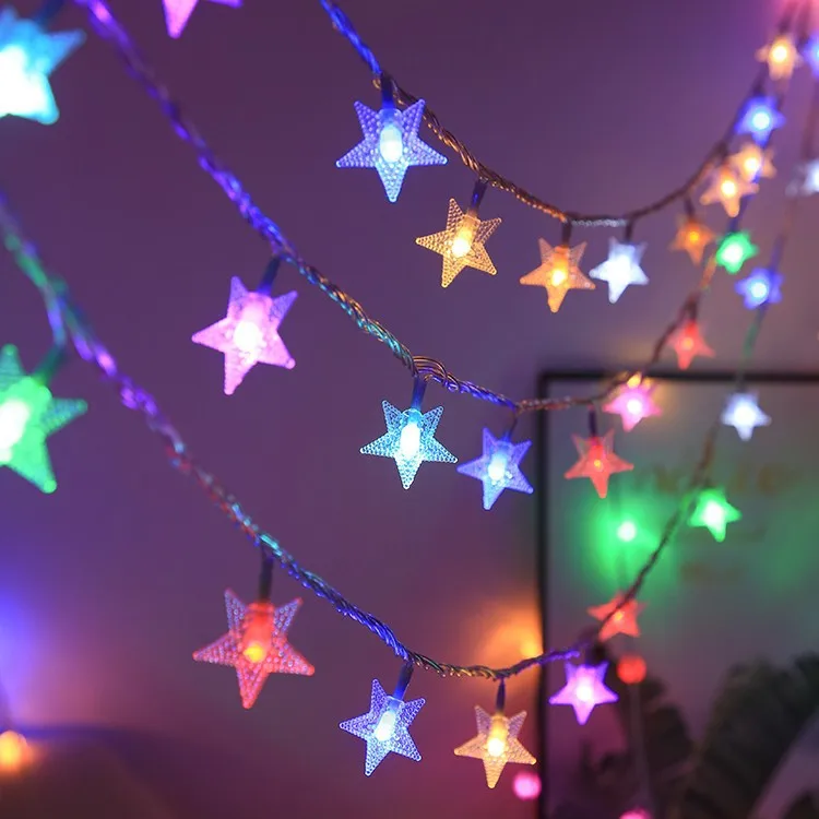Светодиодный 50 м мигающие огни гирлянды Звездные декоративные Рождественская
