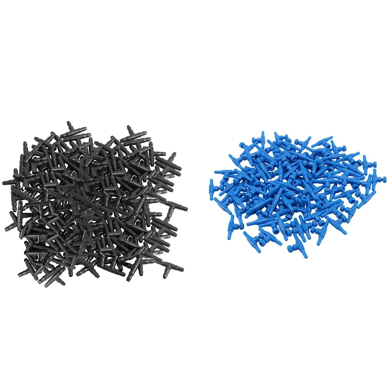 

100Pcs Blue Plastic 2 Way Aquarium Fish Tank Air Pump Control Valve With Drip Irrigation Barbed Connectors 100 Pcs