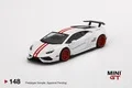 

**Rare inventory**MINI GT 1:64 LB WORKS Lambo Huracan White car with red stripes Model Car