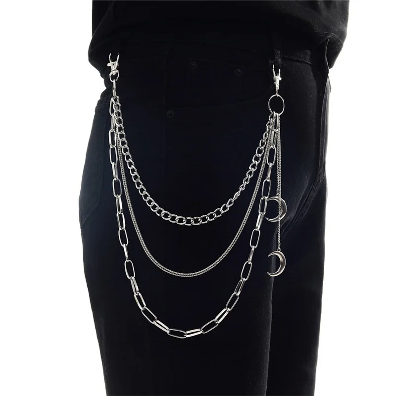 Egirl  Eboy Harajuku Goth Moon Pendants Chain On Keychains for Men Unisex The Jeans Pants Women Aesthetic Accessories