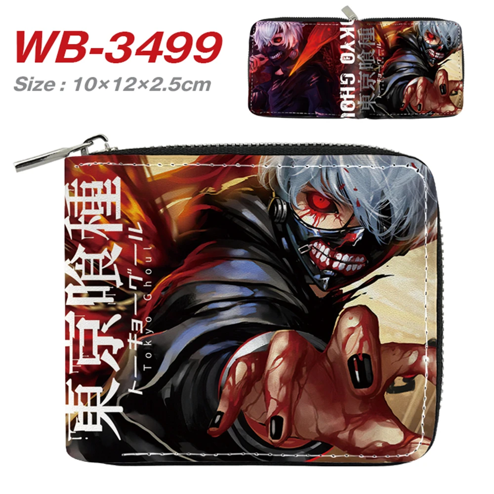 

Anime Tokyo Ghoul PU Printing Wallet Boys Girls Purse Cartoon Short Zipper Coin Bag Student Pocket Card Photo Holder Gifts