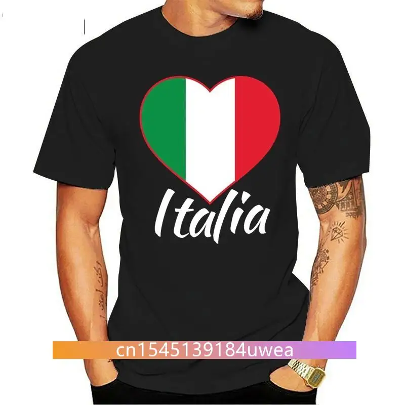 Customized I Love Italy - Italia Heart T Shirt Men Cool Adult T-Shirts Round Collar Camisetas