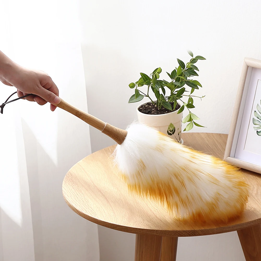 

Sofa Non-static Hanging Rope Modern Home Cleaning Wood Handle Furniture Dust Sweeping Car Brush Long Lambswool Duster Soft