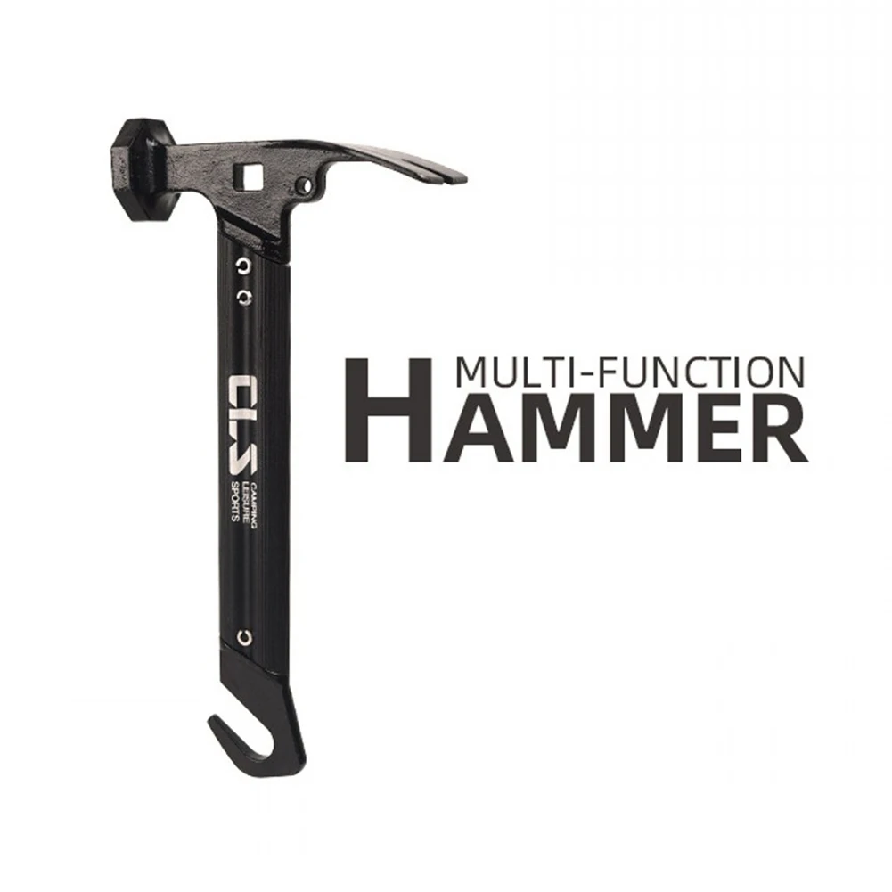 

Black Aluminum Alloy Tent Hammer 21x10.8cm Tent Peg Hammer With Remover Outdoor Camping Stainless Steel Camping Accessories