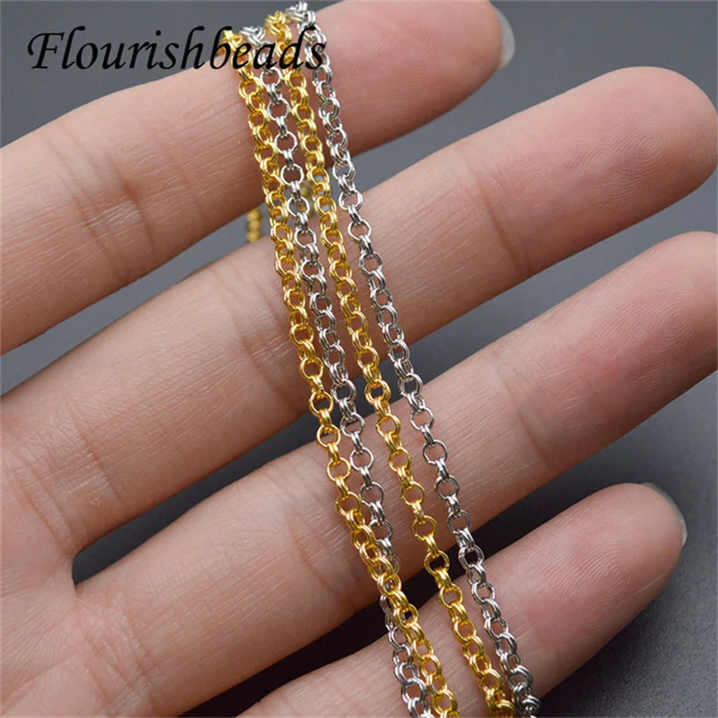 10pcs/lot Necklace Accessories Nickel Free Anti Fading God Silver Color 45CM 17.7indhes Doubl Circle Shape Chain for Jewelry