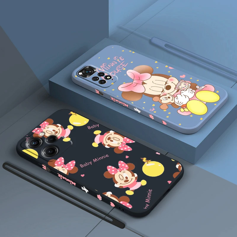 

Pink Minnie Baby For Xiaomi Redmi Note 12 11 11T 10 10S 9 9S 9T 8 8T 7 Pro Plus Speed Liquid Left Rope Phone Case