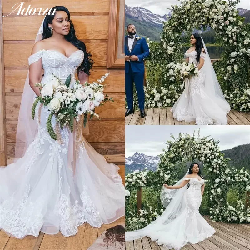 

Adorza Plus Size Mermaid Sweetheart Wedding Dress 2023 Off-the-shoulder Lace Appliqued Backless Bridal Gown Robes De Mariée