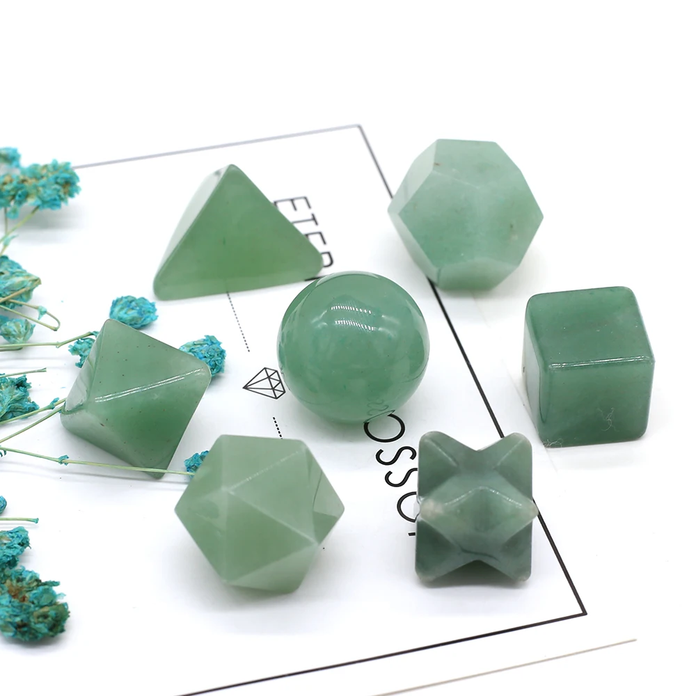 

Natural Green Aventurine Stones Carved Ornament Ball Pyramid Star Shape DIY Jewelry Reiki Healing Crystals Fish Tank Home Decor