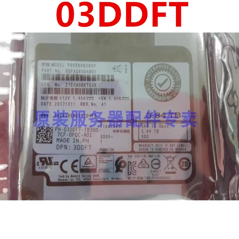 

Original Almost New Solid State Drive For DELL 3.84TB 2.5" SAS SSD For 03DDFT 3DDFT PX05SVB384Y