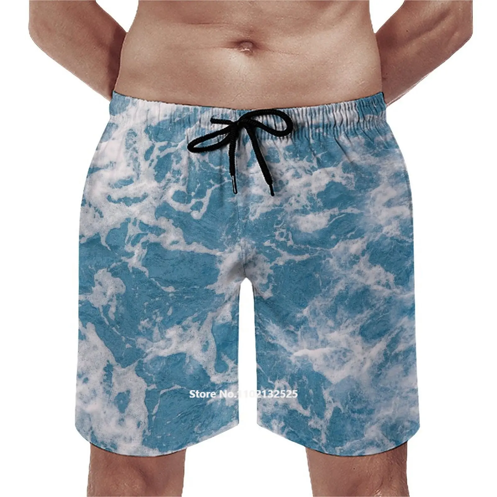 

Мужские повседневные штаны с 3D принтом темно-синего океана, с карманами, мужские шорты в уличном стиле