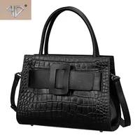 crocodile pattern multi functional womens shoulder bag first layer cowhide killer bag sewing thread cowhide luxury handbags