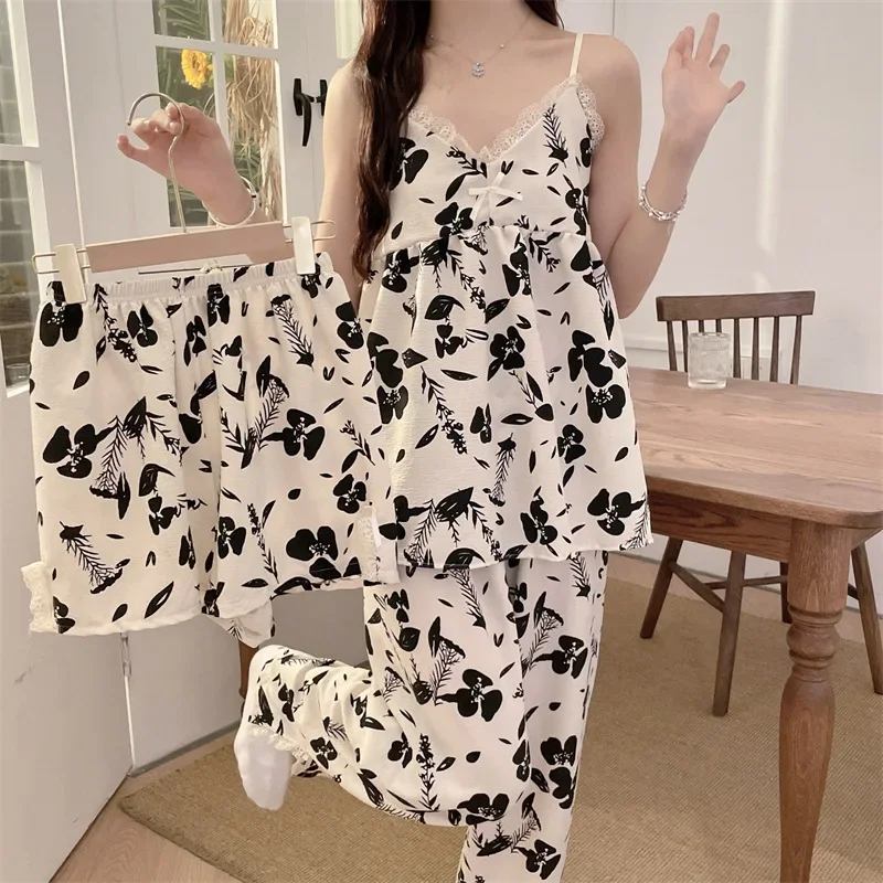 Новая женская одежда для сна в деревенском стиле комплект из трех предметов