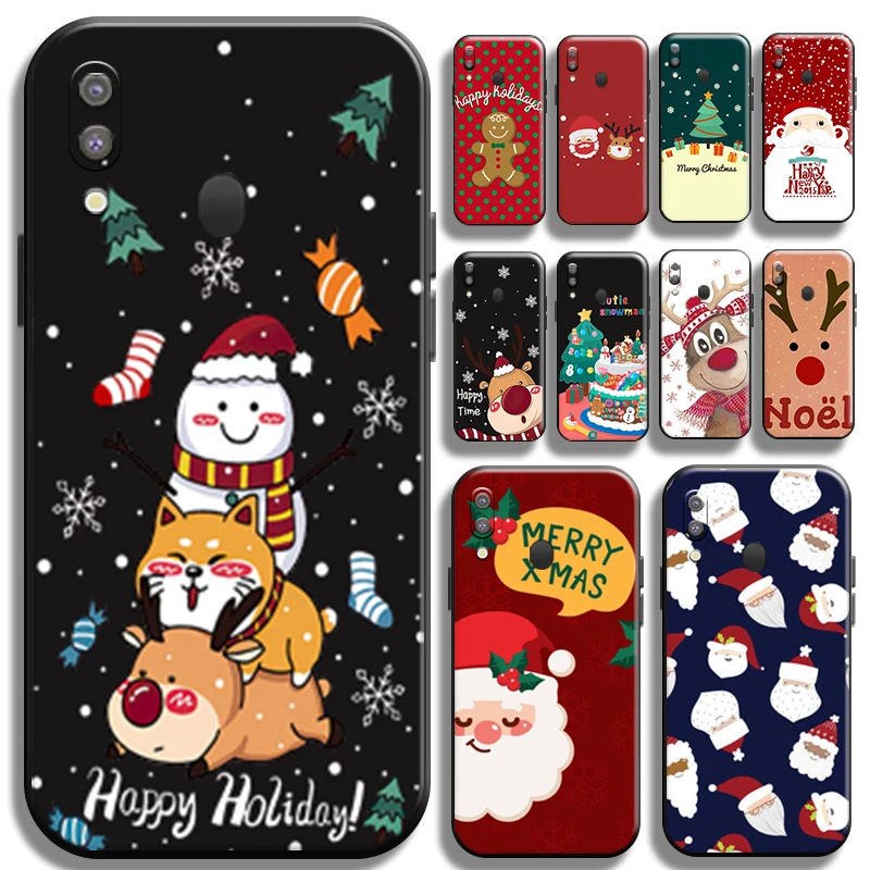 

Christmas Santa Claus Reindeer For Samsung Galaxy M20 Phone Case Cover Coque Soft Black Carcasa Liquid Silicon Back Funda Cases
