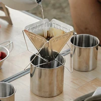 hot product outdoor stainless steel coffee filter holder reusable coffee filters dripper coffee baskets camping picnic tableware