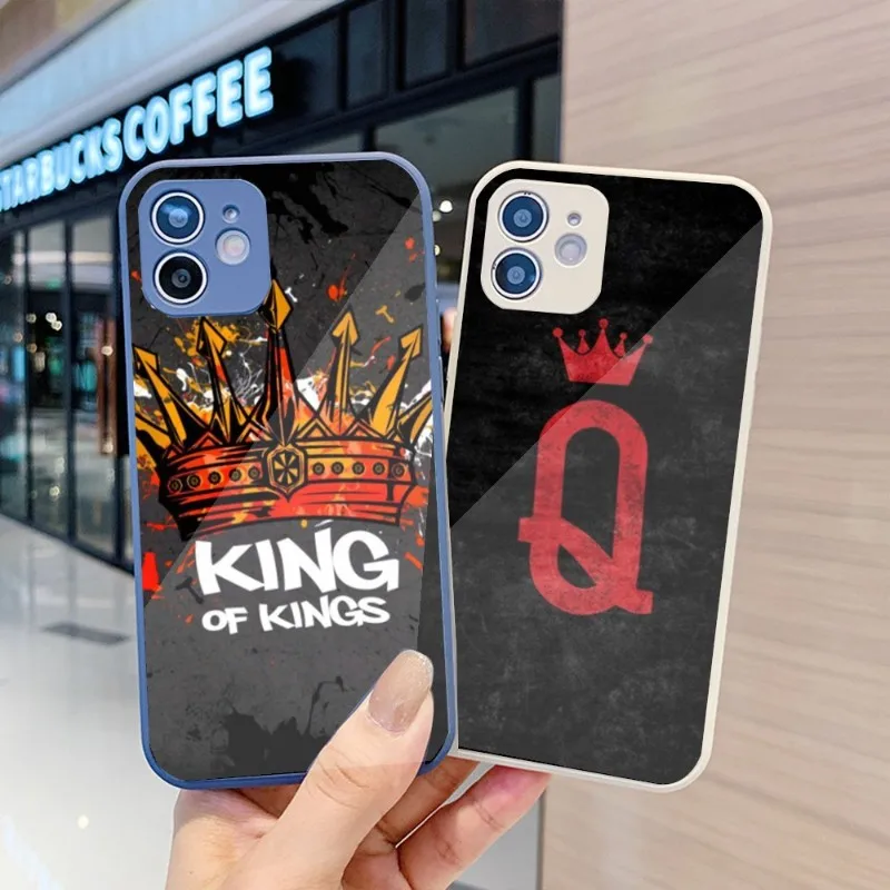 

Чехол King Queen для телефона IPhone 14 13 12 11 Pro Max X XR XS 8 7 Plus, цветной чехол из жидкого стекла