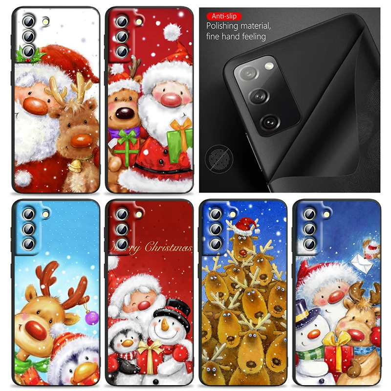 

Merry Christmas Snow Phone Case For Samsung S22 S21 S20 S10 S8 Note 20 A9 A73 A71 A53 M52 A33 Ultra Plus FE Black